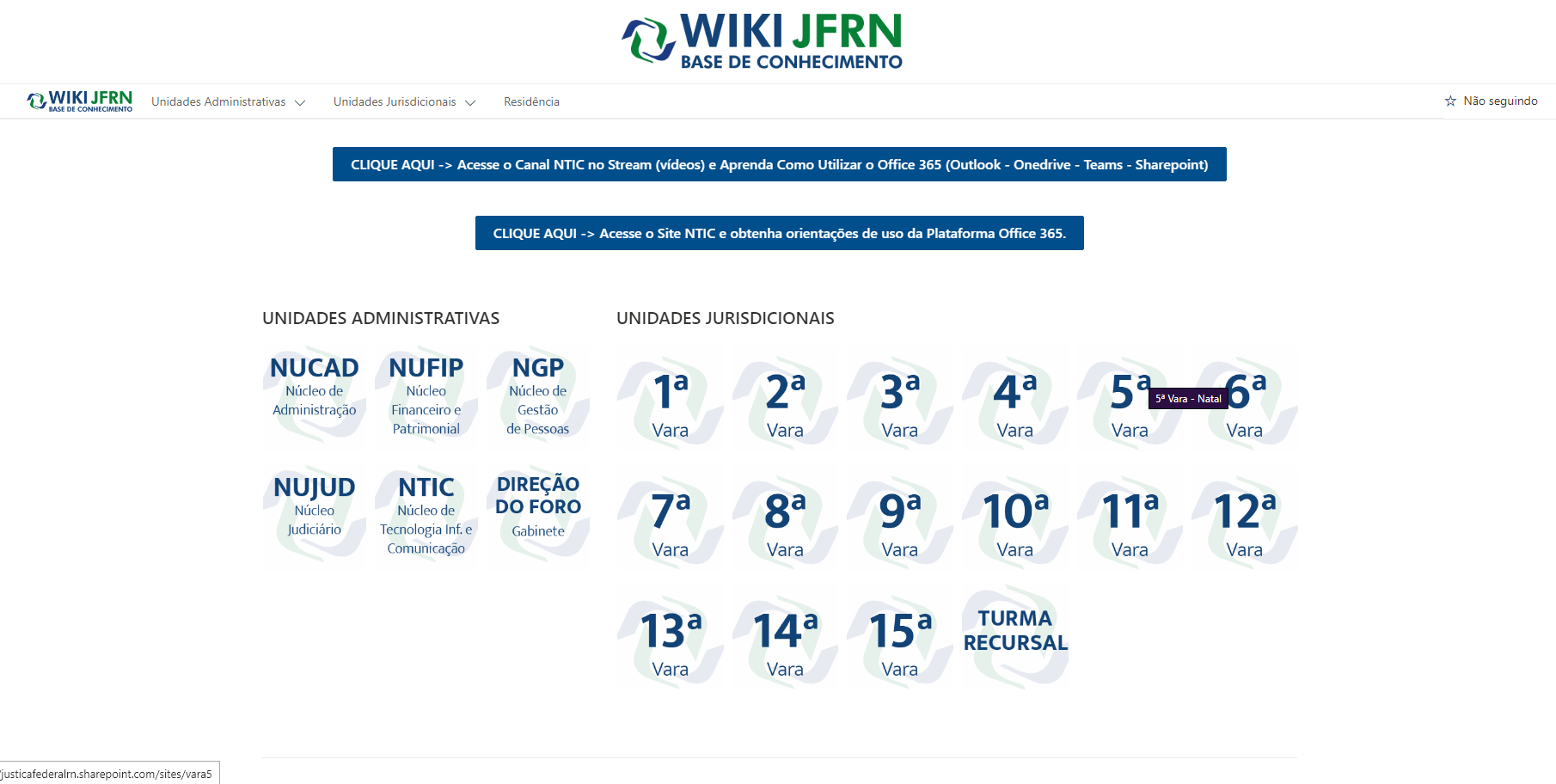 9- WIKI JFRN (Plataforma Microsoft Sharepoint, Onedrive, Outlook, Teams…)